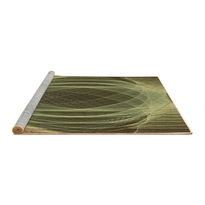 Sideview of Machine Washable Transitional Brass Green Rug, wshpat1844brn