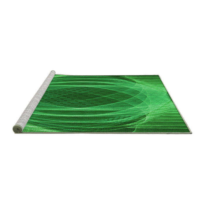 Sideview of Machine Washable Transitional Green Rug, wshpat1844grn