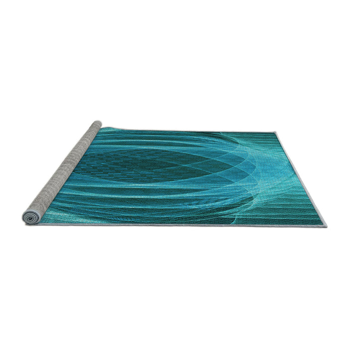 Sideview of Machine Washable Transitional Dark Cyan Green Rug, wshpat1844lblu