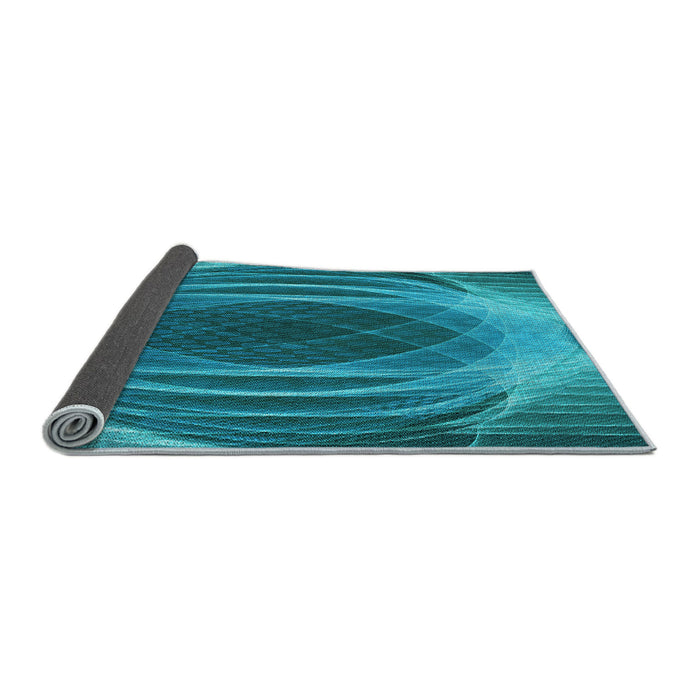 Thickness of Patterned Dark Cyan Green Rug, pat1844lblu
