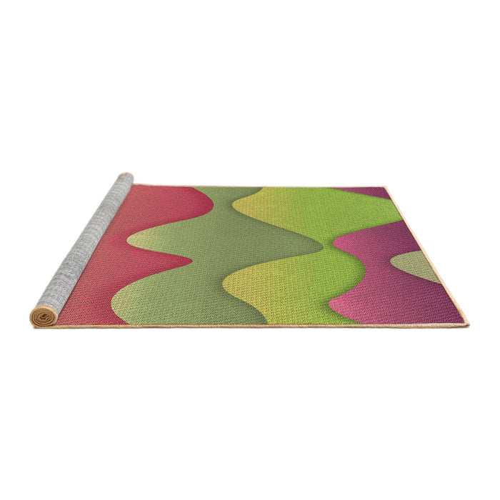 Sideview of Machine Washable Transitional Green Rug, wshpat1846brn
