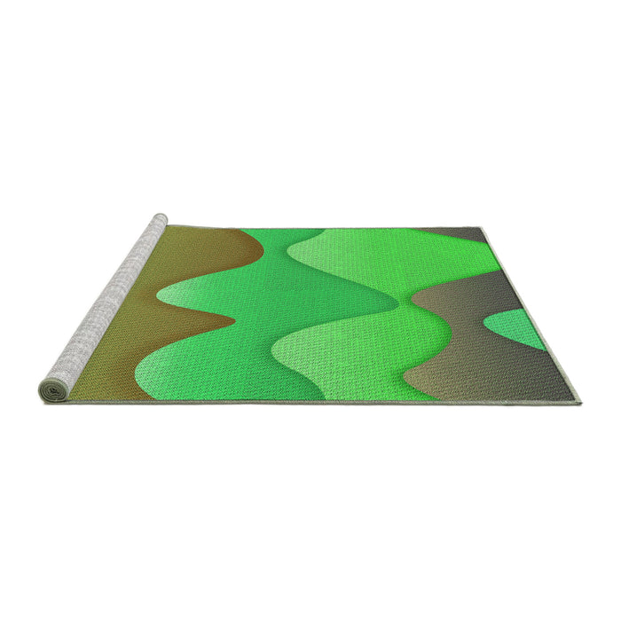 Sideview of Machine Washable Transitional Olive Green Rug, wshpat1846grn