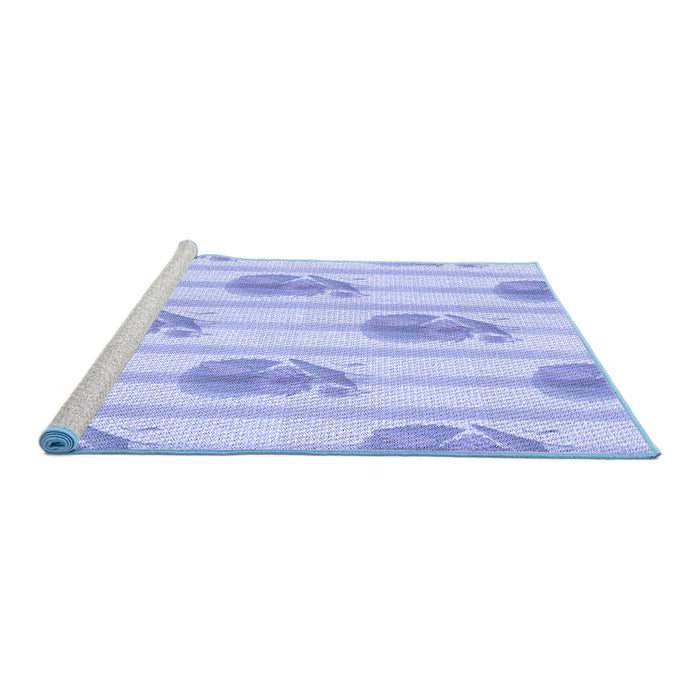 Sideview of Machine Washable Transitional Sky Blue Rug, wshpat1849blu