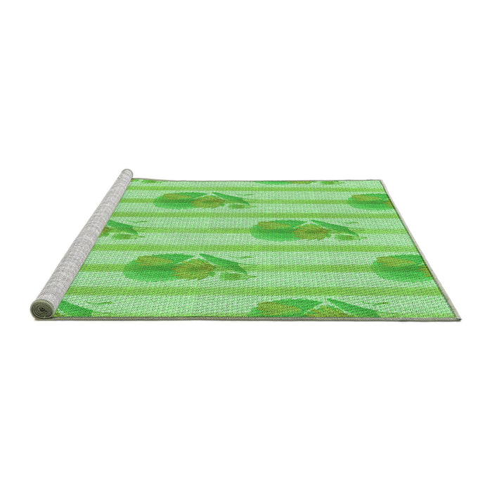 Sideview of Machine Washable Transitional Green Rug, wshpat1849grn