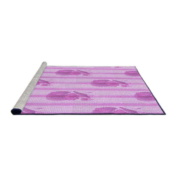 Sideview of Machine Washable Transitional Blossom Pink Rug, wshpat1849pur