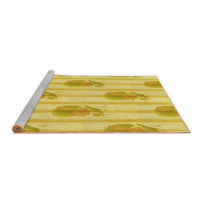 Sideview of Machine Washable Transitional Bold Yellow Rug, wshpat1849yw