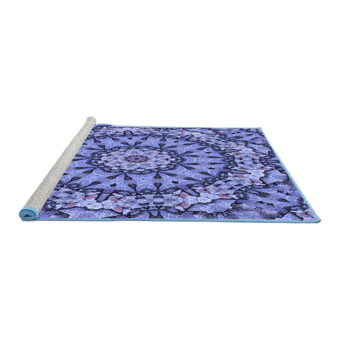 Sideview of Machine Washable Transitional Sky Blue Rug, wshpat185blu