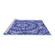 Sideview of Machine Washable Transitional Sky Blue Rug, wshpat185blu