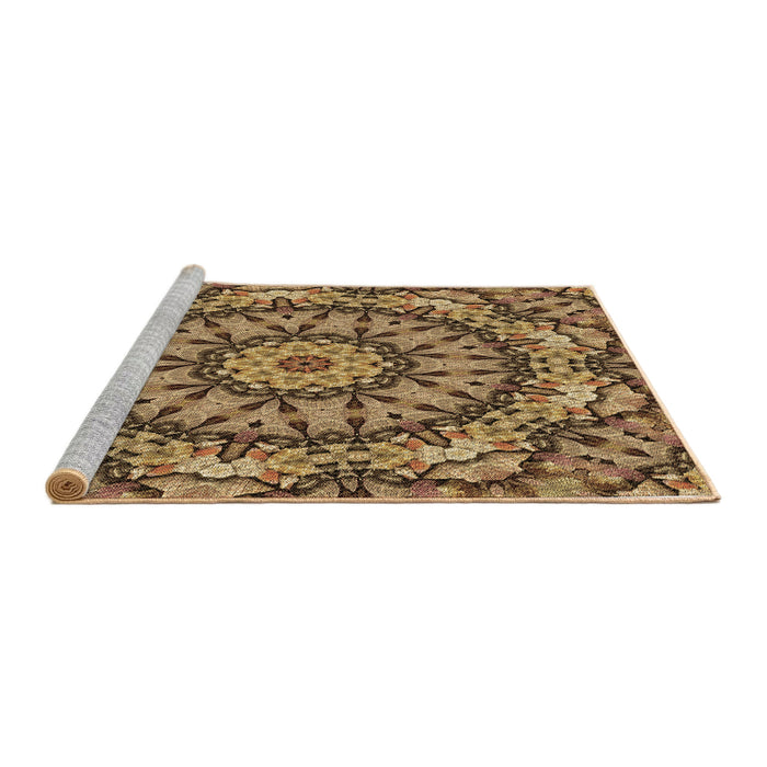 Sideview of Machine Washable Transitional Golden Gold Rug, wshpat185brn