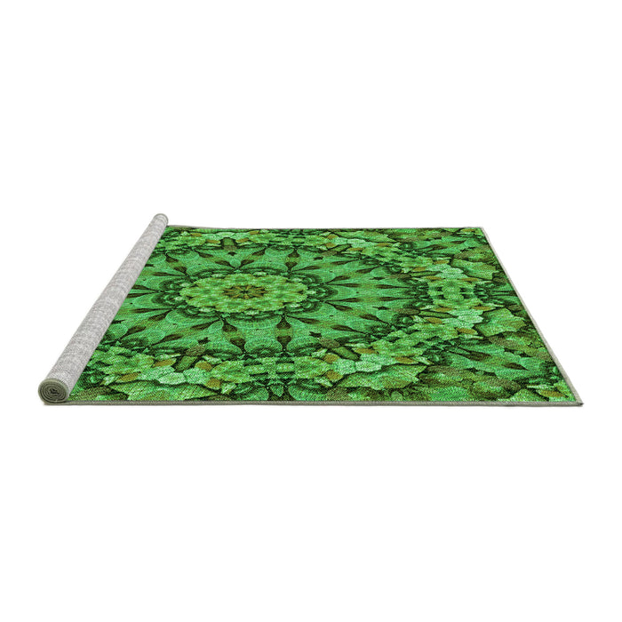 Sideview of Machine Washable Transitional Neon Green Rug, wshpat185grn