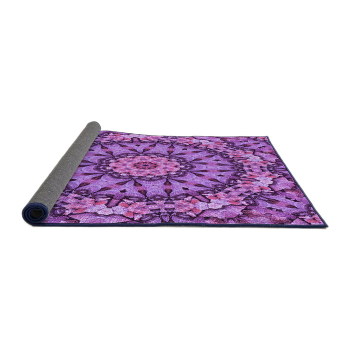 Thickness of Patterned Dark Magenta Purple Rug, pat185pur
