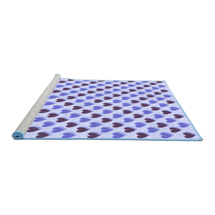 Sideview of Machine Washable Transitional Blue Rug, wshpat1850blu