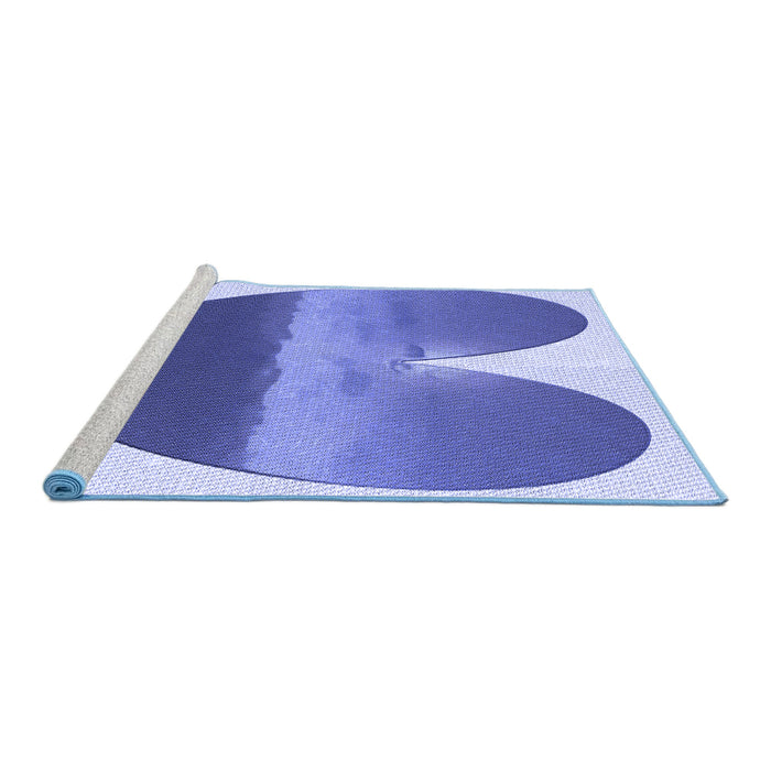Sideview of Machine Washable Transitional Blue Rug, wshpat1851blu