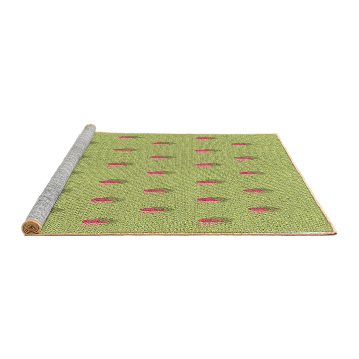 Sideview of Machine Washable Transitional Green Rug, wshpat1852brn