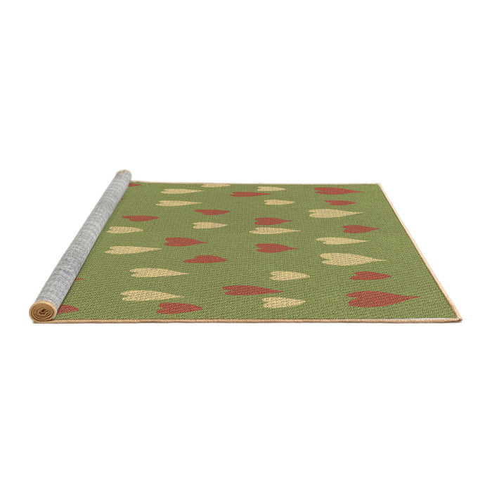 Sideview of Machine Washable Transitional Green Rug, wshpat1853brn