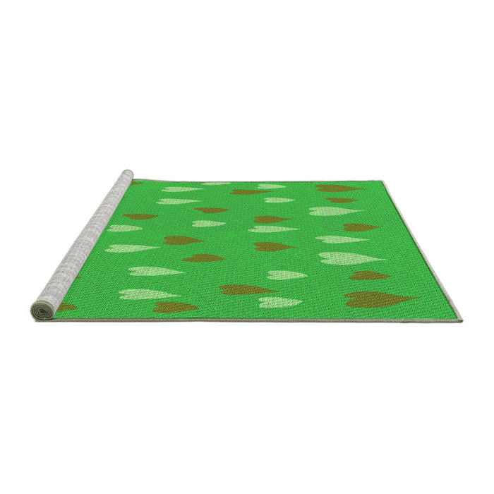 Sideview of Machine Washable Transitional Lime Green Rug, wshpat1853grn