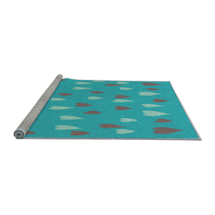 Sideview of Machine Washable Transitional Bright Cyan Blue Rug, wshpat1853lblu