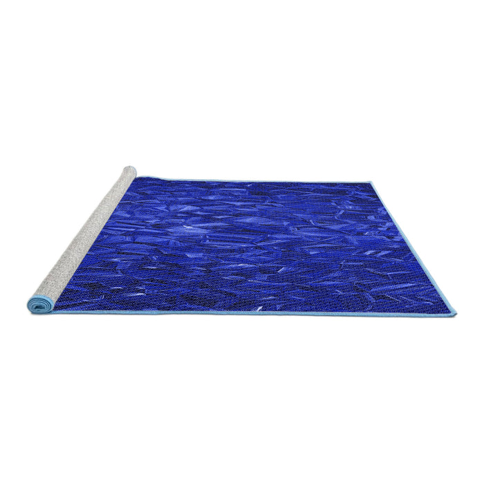 Sideview of Machine Washable Transitional MediumBlue Rug, wshpat1855blu