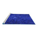 Sideview of Machine Washable Transitional MediumBlue Rug, wshpat1855blu