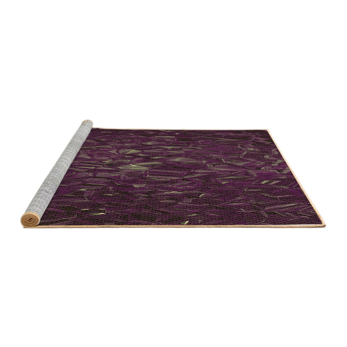 Sideview of Machine Washable Transitional Purple Lily Purple Rug, wshpat1855brn
