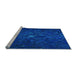 Sideview of Machine Washable Transitional Blue Rug, wshpat1855lblu