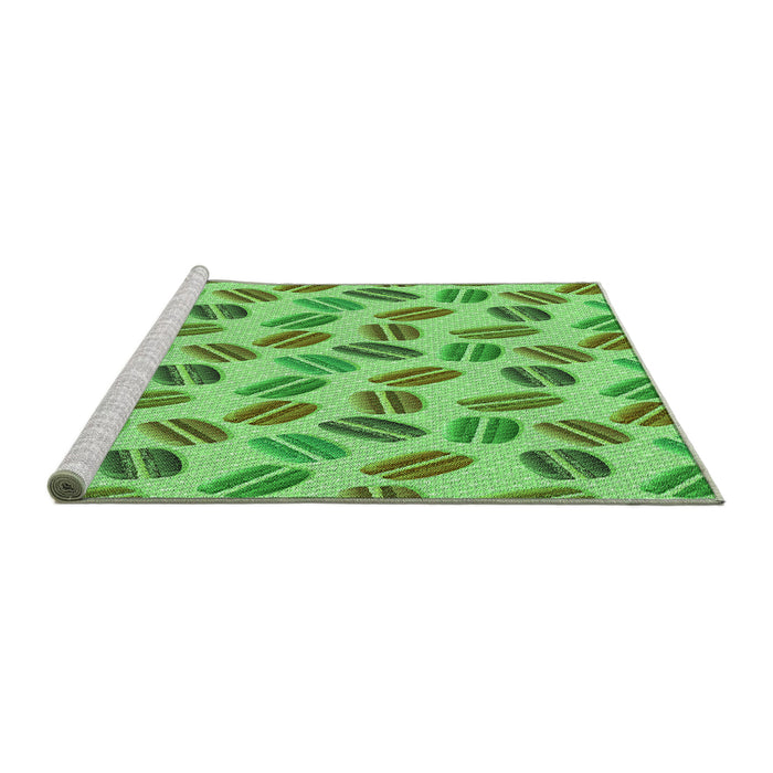 Sideview of Machine Washable Transitional Emerald Green Rug, wshpat1856grn