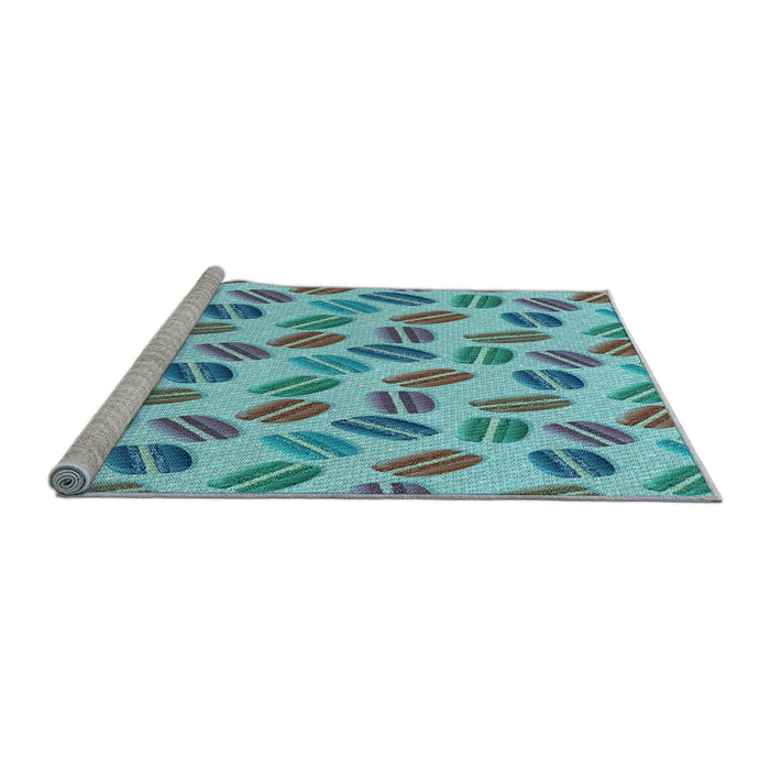 Sideview of Machine Washable Transitional Deep-Sea Green Rug, wshpat1856lblu