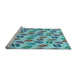 Sideview of Machine Washable Transitional Deep-Sea Green Rug, wshpat1856lblu