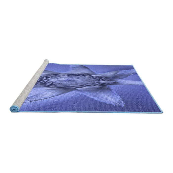 Sideview of Machine Washable Transitional Sky Blue Rug, wshpat1857blu