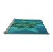 Sideview of Machine Washable Transitional Dark Cyan Green Rug, wshpat1857lblu