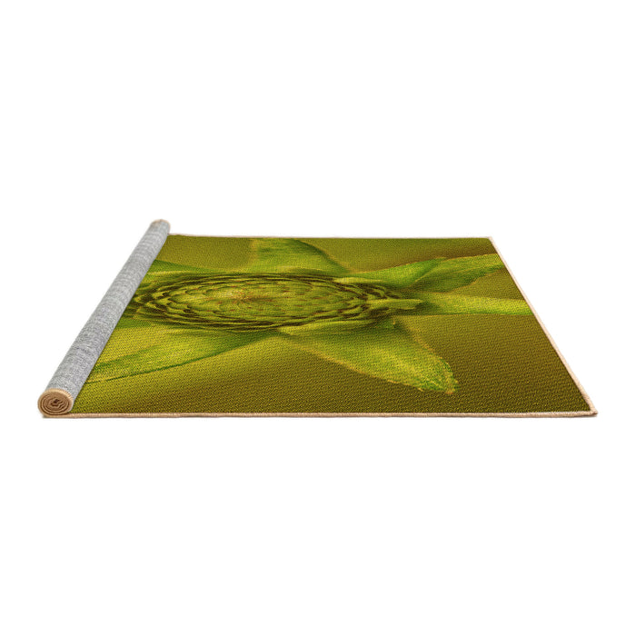 Sideview of Machine Washable Transitional Olive Green Rug, wshpat1857yw