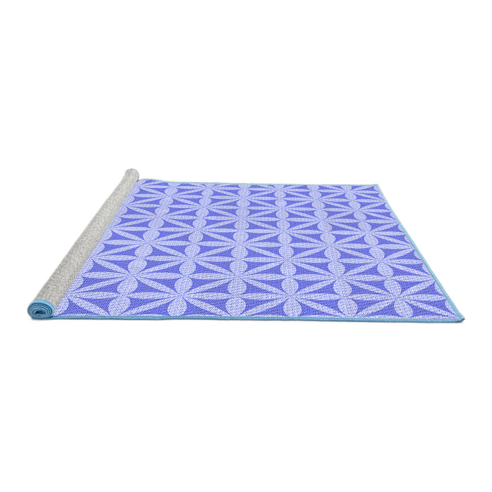 Sideview of Machine Washable Transitional Light Slate Blue Rug, wshpat1858blu