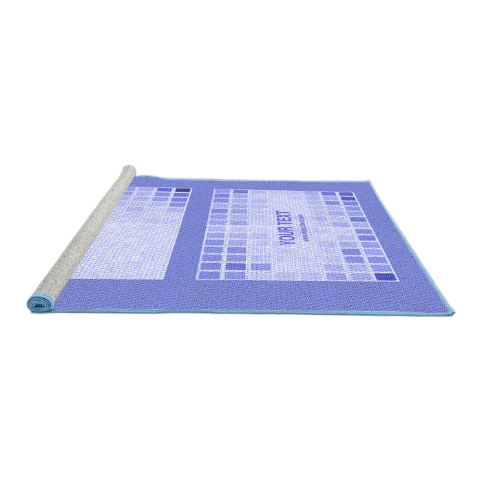 Sideview of Machine Washable Transitional Light Slate Blue Rug, wshpat1859blu