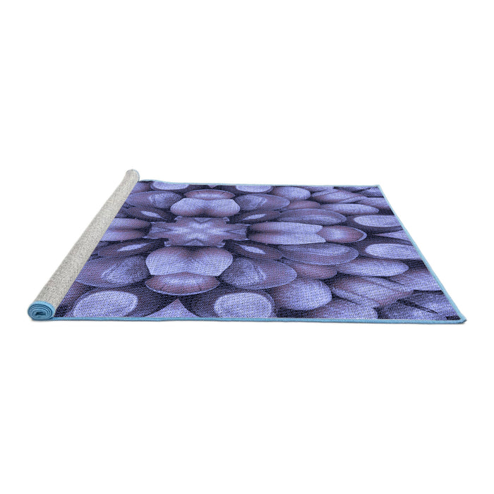 Sideview of Machine Washable Transitional Purple Mimosa Purple Rug, wshpat186blu