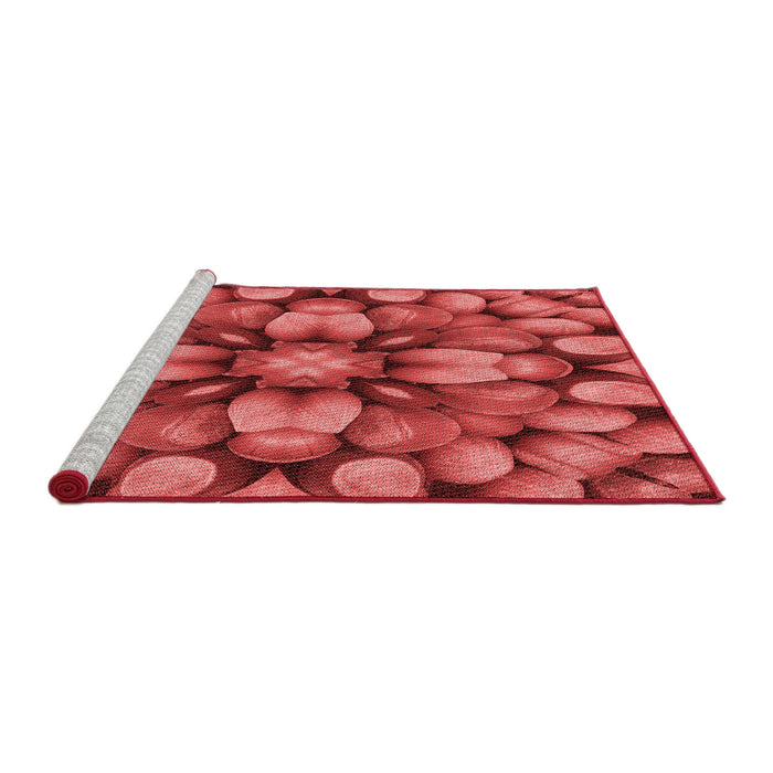 Sideview of Machine Washable Transitional Red Rug, wshpat186rd