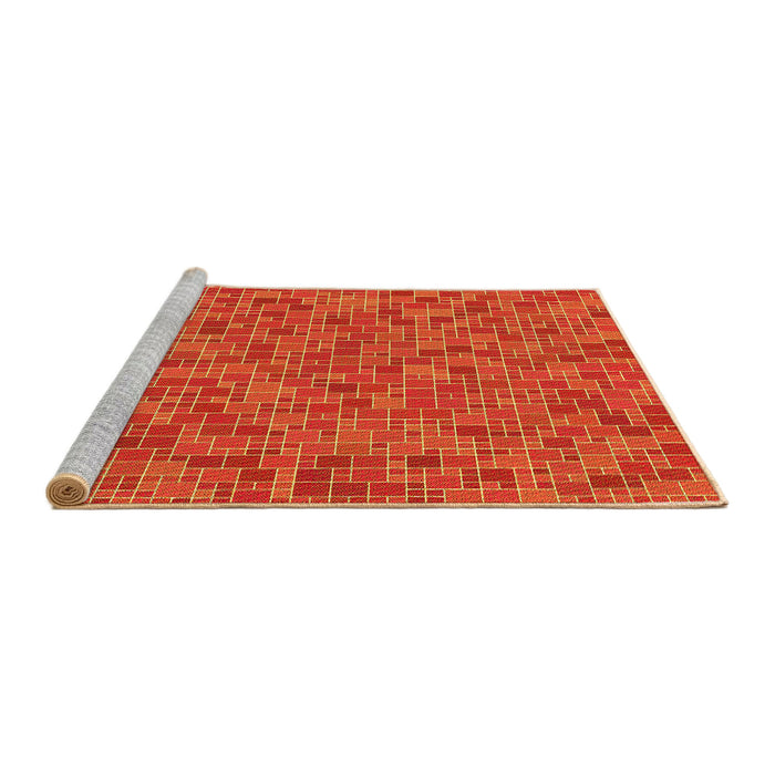 Sideview of Machine Washable Transitional Neon Orange Rug, wshpat1860yw