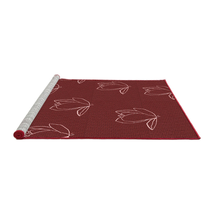 Sideview of Machine Washable Transitional Cranberry Red Rug, wshpat1861rd