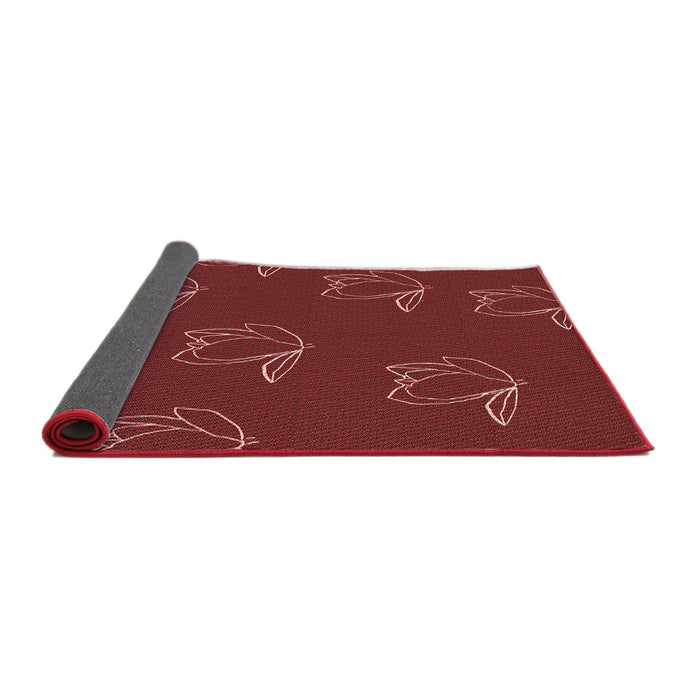 Thickness of Patterned Cranberry Red Rug, pat1861rd