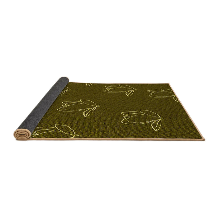 Thickness of Patterned Dark Yellow Green Rug, pat1861yw