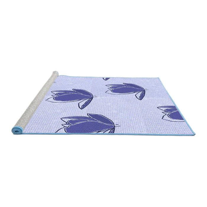 Sideview of Machine Washable Transitional Lavender Blue Rug, wshpat1864blu