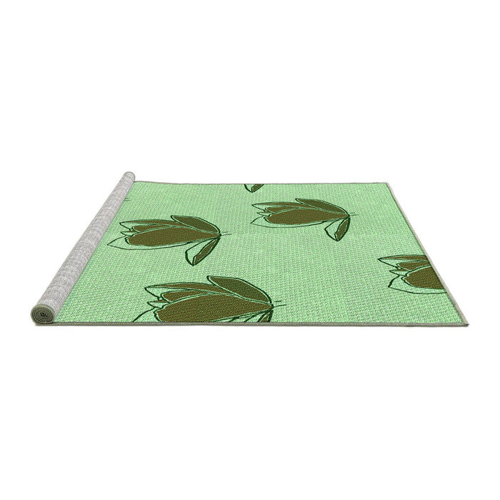Sideview of Machine Washable Transitional Green Rug, wshpat1864grn