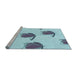 Sideview of Machine Washable Transitional Koi Blue Rug, wshpat1864lblu