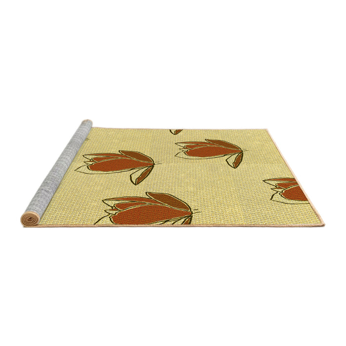 Sideview of Machine Washable Transitional Cinnamon Brown Rug, wshpat1864yw