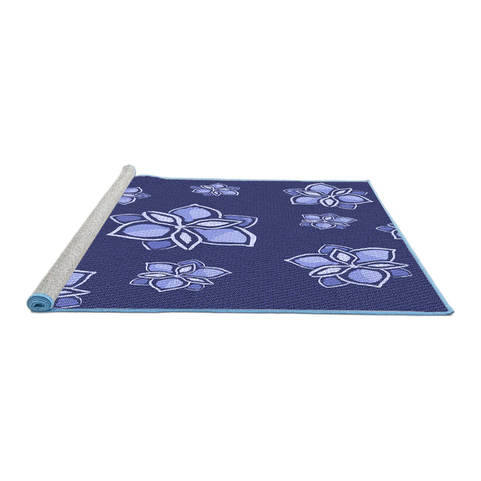 Sideview of Machine Washable Transitional Denim Dark Blue Rug, wshpat1865blu