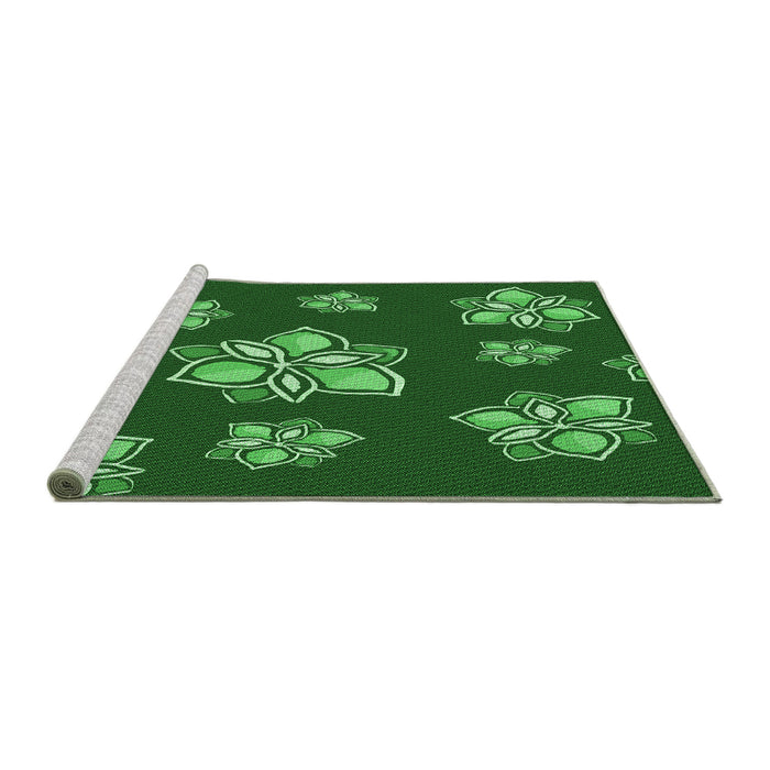 Sideview of Machine Washable Transitional Deep Emerald Green Rug, wshpat1865grn