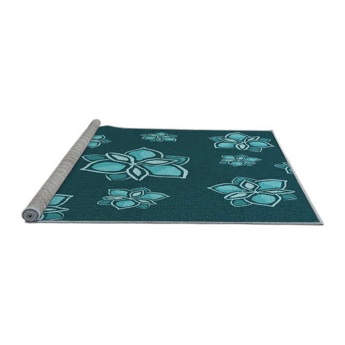 Sideview of Machine Washable Transitional Medium Teal Green Rug, wshpat1865lblu