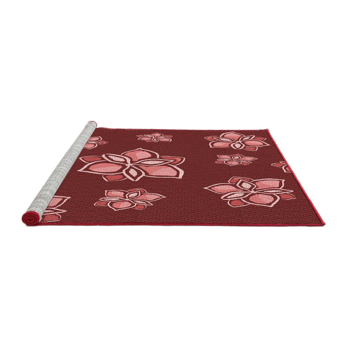 Sideview of Machine Washable Transitional Cranberry Red Rug, wshpat1865rd