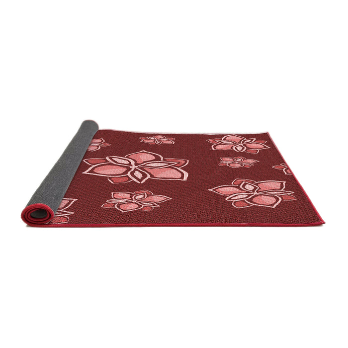 Thickness of Patterned Cranberry Red Rug, pat1865rd