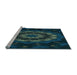 Sideview of Machine Washable Transitional Deep Teal Green Rug, wshpat1866lblu