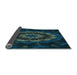 Thickness of Patterned Deep Teal Green Rug, pat1866lblu